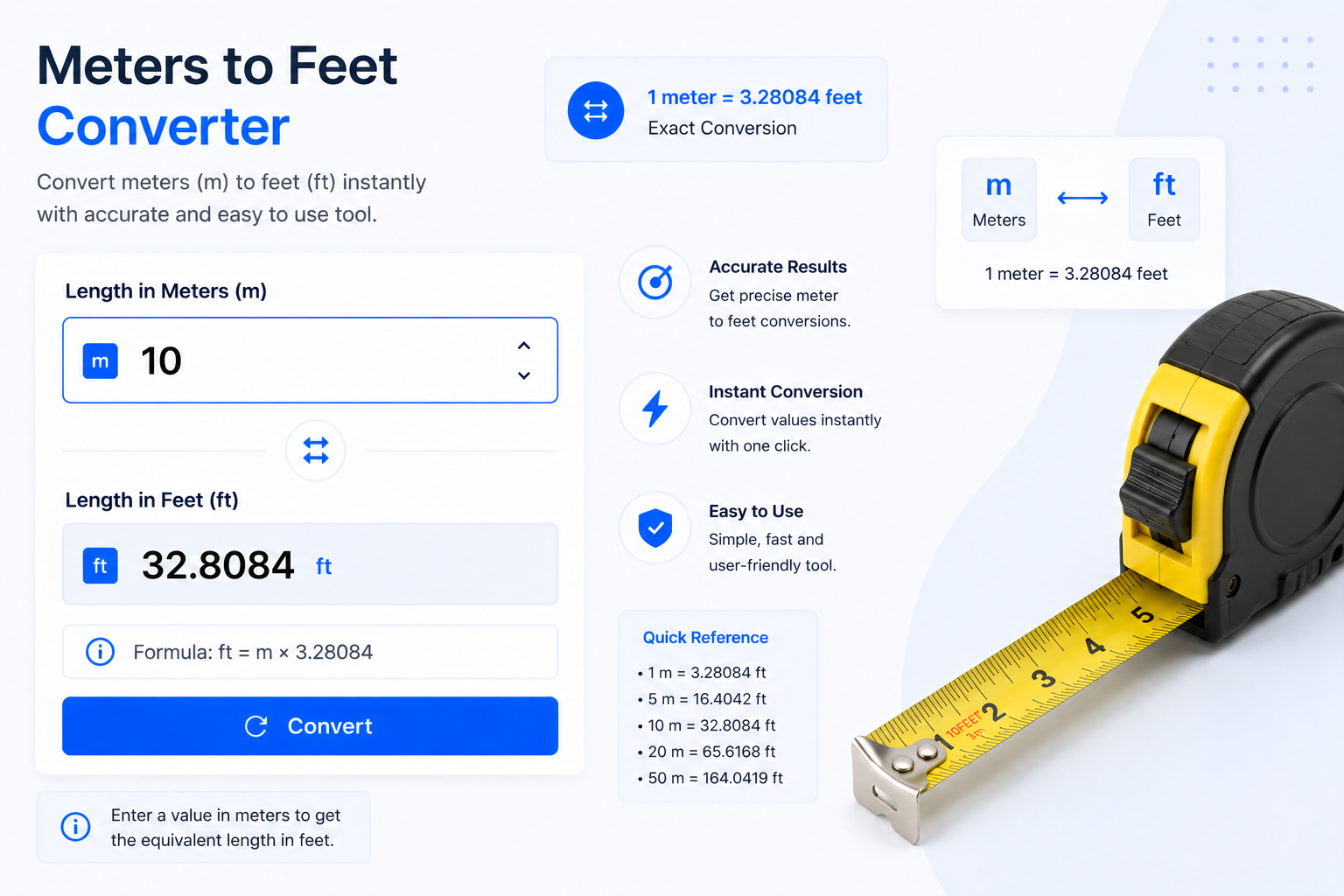 Meters to Feet Converter